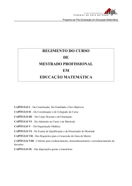 Regimento do Mestrado Profissional em Educação Matemática