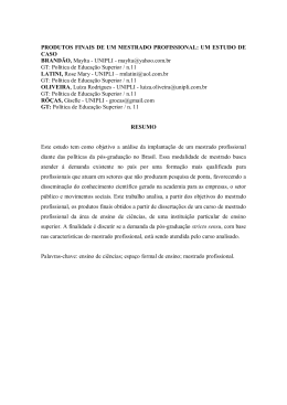 PRODUTOS FINAIS DE UM MESTRADO PROFISSIONAL: UM