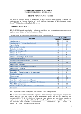 1 EDITAL PRPG/UFLA N° 012/2014 Programas Nº de vagas