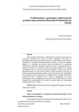 elaboração do produto educacional no Mestrado Profissional em