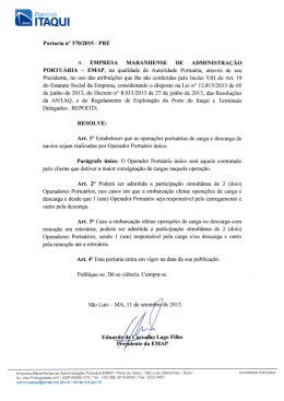 Estabelece regras para Opera&ccedil;&otilde;es Portu&aacute;rias de