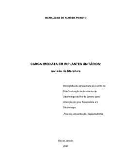 CARGA IMEDIATA EM IMPLANTES UNITÁRIOS: revisão de