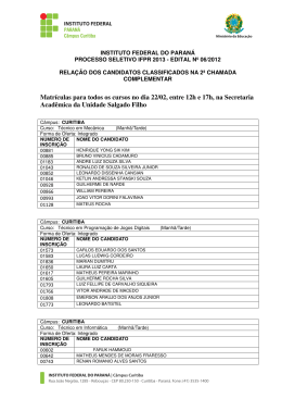 2&ordm; Chamada Complementar