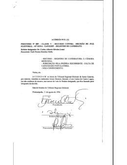 ACÓRDÃO Nlu .151 - Tribunal Regional Eleitoral de Santa Catarina