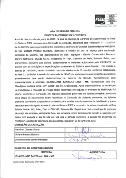 Aos tr&ecirc;s dias do mes de junho de 2015, na sala de reuni&atilde;o da