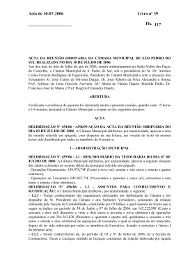 Acta de 10-07-2006 Livro nº 39 - Câmara Municipal de S. Pedro do