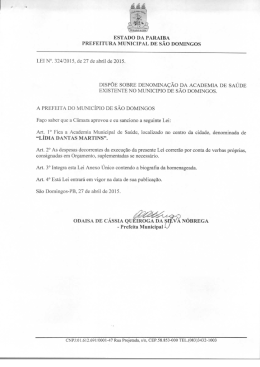 DISPÕE sOBRE DENOMINAÇÃO DA ACADEMIA DE sAÚDE