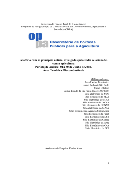 Relatório com as principais notícias divulgadas pela mídia