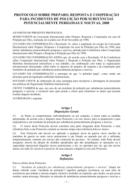 protocolo sobre preparo, resposta e coopera&ccedil;&atilde;o para