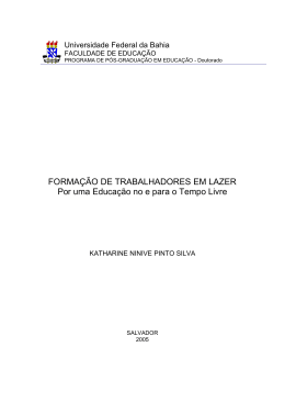 FORMA&Ccedil;&Atilde;O DE TRABALHADORES EM LAZER Por uma
