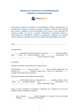 Contrato de intermedia&ccedil;&atilde;o comercial internacional