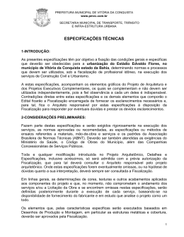 especifícações técnicas - Prefeitura Municipal de Vitória da Conquista