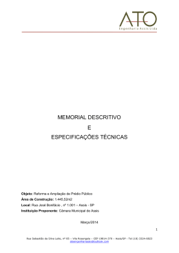 memorial descritivo e especificações técnicas