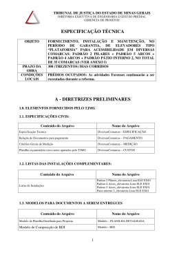 ESPECIFICA&Ccedil;&Atilde;O T&Eacute;CNICA A - DIRETRIZES PRELIMINARES