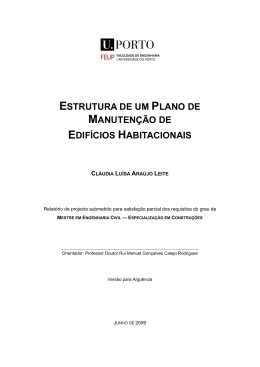 estrutura de um plano de manuten&ccedil;&atilde;o de edif&iacute;cios habitacionais