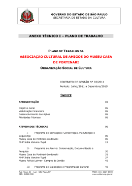 ANEXO T&Eacute;CNICO I &ndash; PLANO DE TRABALHO