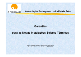 Garantias para as Novas Instalações Solares Térmicas João