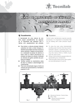 Plano de manuten&ccedil;&atilde;o de v&aacute;lvulas maintenance