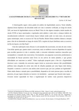 A ILEGITIMIDADE ESCRAVA NO CENTRO SUL BRASILEIRO NA 1ª