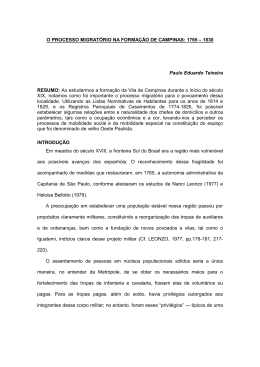 POVOAMENTO E MIGRA&Ccedil;&Atilde;O EM CAMPINAS