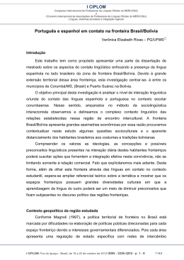 I CIPLOM Portugu&ecirc;s e espanhol em contato na fronteira