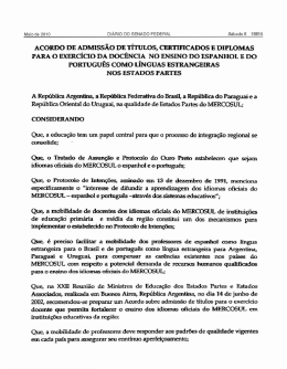 Acordo de Admiss&atilde;o de T&iacute;tulos, Certificados e Diplomas para o