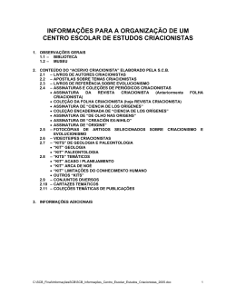 informaes para a organizao de um - Sociedade Criacionista Brasileira