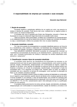 A responsabilidade da empresa por sucess&atilde;o e suas exce&ccedil;&otilde;es