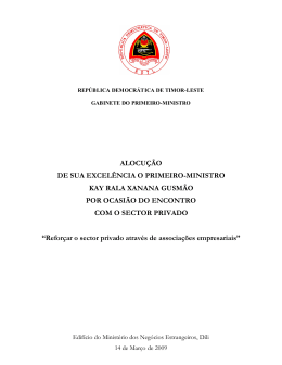 Alocu&ccedil;&atilde;o De Sua Excel&ecirc;ncia O Primeiro