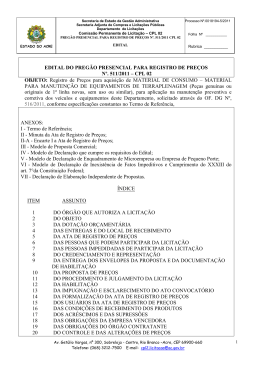 EDITAL DO PREG&Atilde;O PRESENCIAL PARA REGISTRO DE