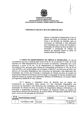 Documento Calend&aacute;rio (Ativa e Reserva)
