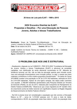 XXIV Encontro Distrital da EJAIT: Propostas e Desafios &ndash; Por uma