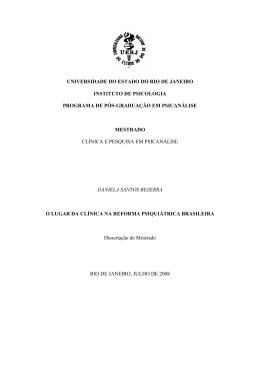 o lugar da clínica na reforma psiquiátrica brasileira