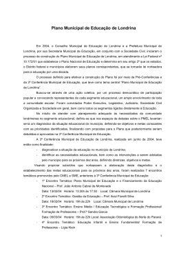Plano Municipal de Educa&ccedil;&atilde;o de Londrina