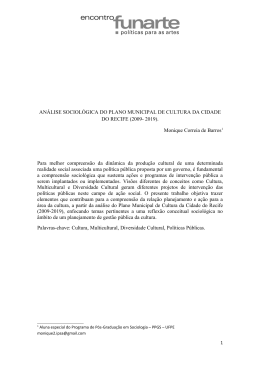 ANÁLISE SOCIOLÓGICA DO PLANO MUNICIPAL DE