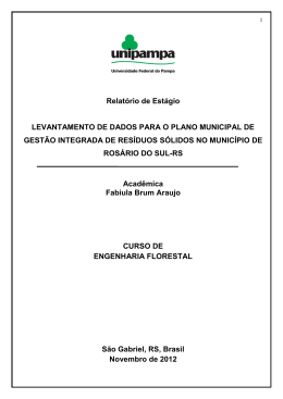 levantamento de dados para o plano municipal de gest&atilde;o integrada