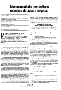 Microcomputador em análises rotineiras de agua e esgotos