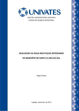 qualidade da &aacute;gua nos po&ccedil;os artesianos do munic&iacute;pio de