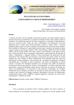 INCLUS&Atilde;O DO ALUNO SURDO: O QUE DIZEM E FAZEM OS