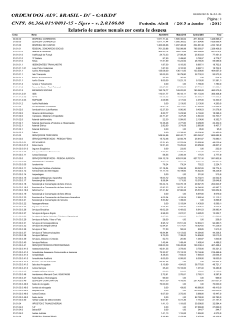 Relatório de gastos mensais por conta de despesa – 2º