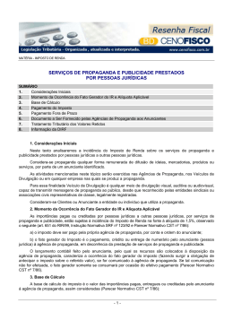 servi&ccedil;os de propaganda e publicidade prestados por