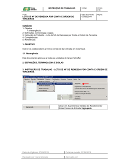 Lcto de NF de Remessa por Conta e Ordem de Terceiros