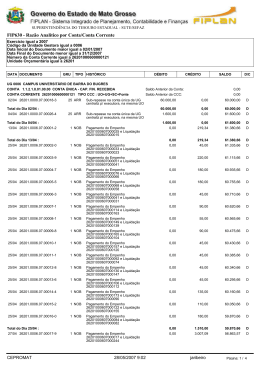 FIP630 - Raz&atilde;o Anal&iacute;tico por Conta/Conta Corrente