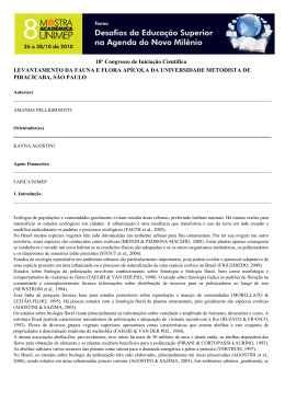levantamento da fauna e flora ap&iacute;cola da universidade metodista de