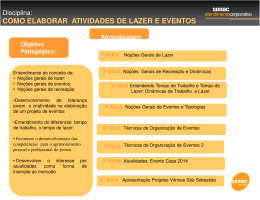 Elabora&ccedil;&atilde;o de Atividades de Lazer e Eventos