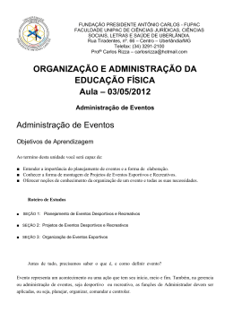 Aula – 03-05-2012 Organização de Eventos Esportivos