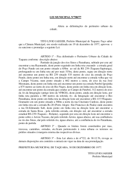 LEI MUNICIPAL Nº780/77 Altera as delimitações do perímetro