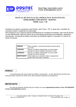 MANUAL DE INSTALA&Ccedil;&Atilde;O, OPERA&Ccedil;&Atilde;O E MANUTEN&Ccedil;&Atilde;O