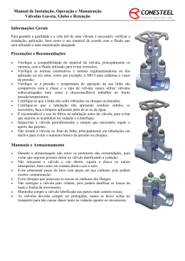 Manual de Instala&ccedil;&atilde;o, Opera&ccedil;&atilde;o e Manuten&ccedil;&atilde;o V&aacute;lvulas Gaveta