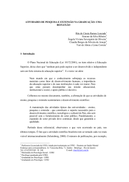 ATIVIDADES DE PESQUISA E EXTENSÃO NA GRADUAÇÃO: UMA